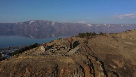 The picturesque shore of Lake Sevan in Armenia. Stock Footage 126313955