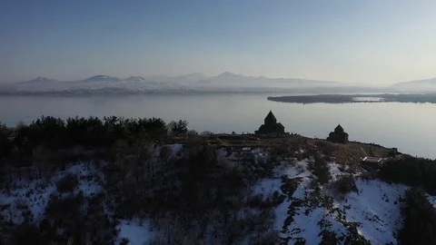 The picturesque shore of Lake Sevan in Armenia. Stock Footage 126313994