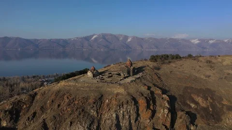 The picturesque shore of Lake Sevan in Armenia. Stock Footage 126314058