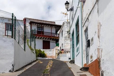 Picturesque sloping streets with colonial architecture in La Canela quarte... Stock Photos