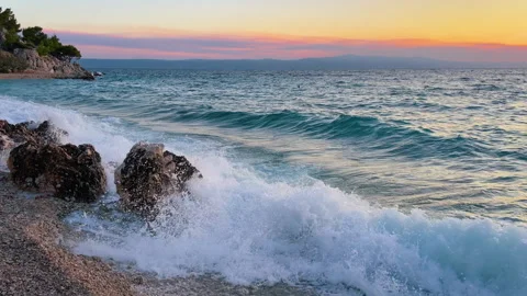 Picturesque Sunset Coast Stock-Footage 345840840