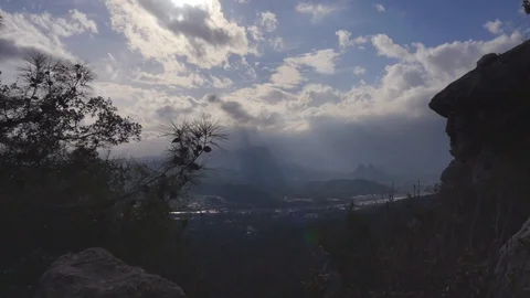 Picturesque view of cloudy mountains in timelapse Stock Footage 129630603