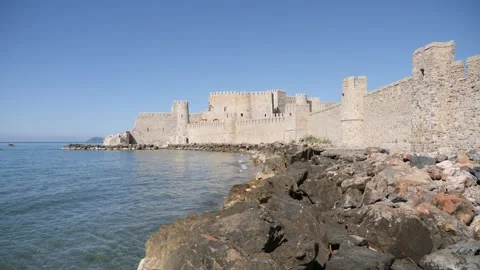 Picturesque view of medieval stone walled castle Mamure Kalesi in Bozdogan Stock Footage 285367384