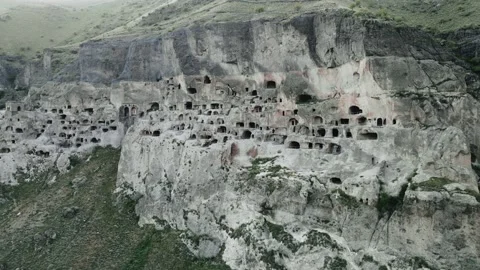 Picturesque View Of Rock-Cut Monastery Complex Near Vardzia Village, Georgia Stock Footage 179710504