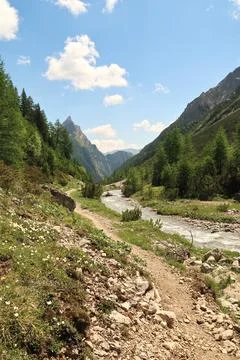 Picturesque view while walking on the trail along the Hhenbach river, stream, Stock Photos