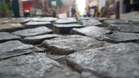 A picturesque viewpoint showcasing a charming cobblestone street set in a Stock Footage 288663906