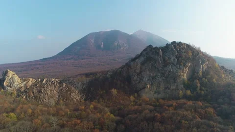 Picturesque views of the cliff and the mountains beyond Stock Footage