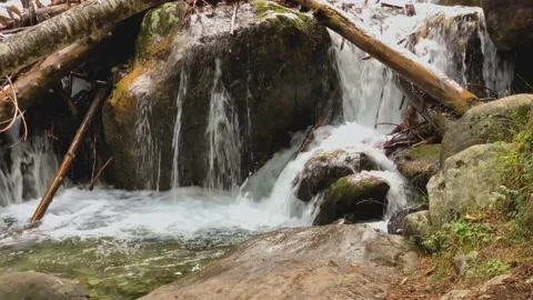 Picturesque waterfall from a mountain river in the forest 库存影片 160860782