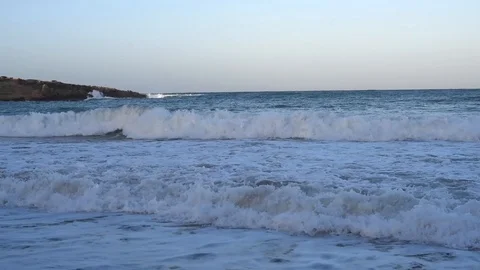 Picturesque waves on the beach of Cyprus Stock Footage 111056095