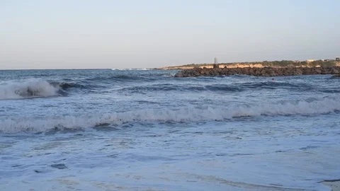 Picturesque waves on the beach of Cyprus Stock Footage 111056103