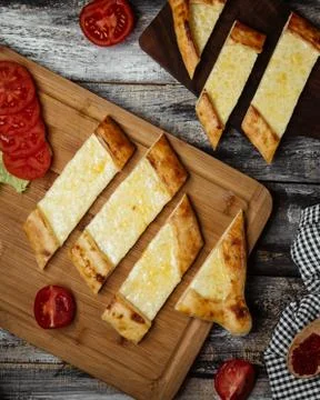Pide with cheese top view Stock Photos