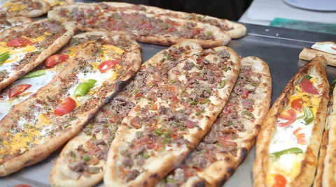 Pide in turkish cafe Stock Footage 50449546