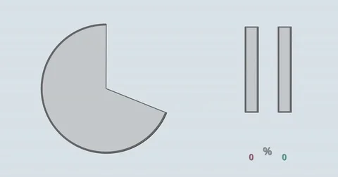 Pie and bar chart rising to 50 - 50 percent split, 2d animation, 4k, 30fps Video stock 78360747