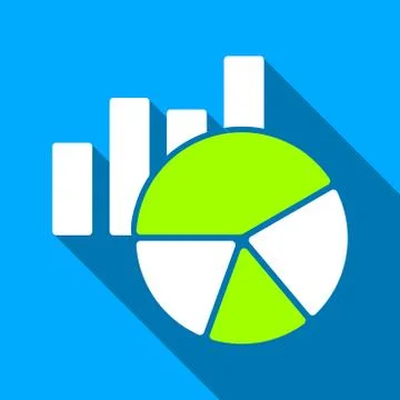 Pie And Bar Charts Flat Long Shadow Square Icon イラスト素材