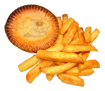 Pie And Chips Stock-Fotos