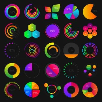 Pie and circle charts Stock Illustration