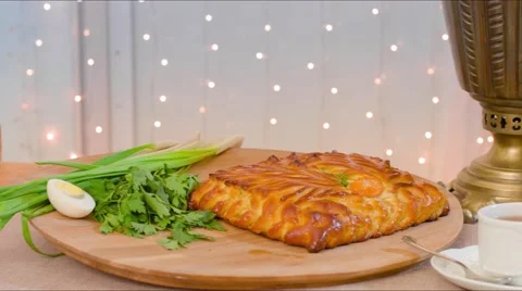 Pie and greenery Stock Footage 57963483