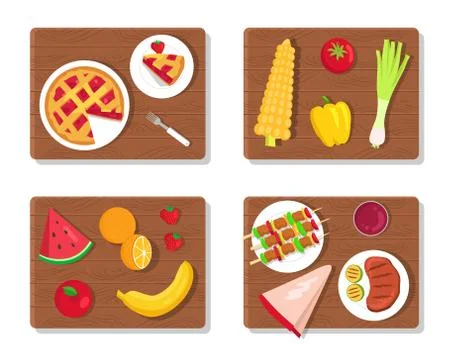Pie and Summer Picnic Set Vector Illustration Stock Illustration