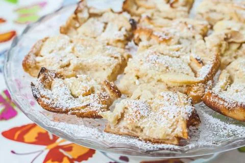 Pie with a apples on baking tray Stock Photos