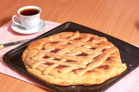 Pie on baking tray Fotos Stock