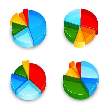 Pie Chart 3d Icons Set Stock Illustration
