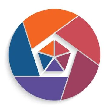 Pie chart 5 options template infographics Illustrazione stock