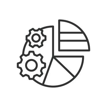 Pie chart analysis, icon in line design. Pie chart analysis, data visualization Illustrazione stock