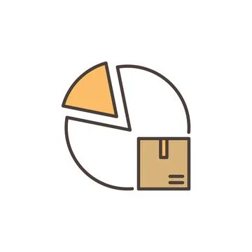 Pie Chart and Box vector Inventory Control concept colored icon Stock Illustration