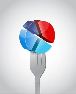Pie chart and fork illustration design Stock Illustration