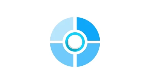 Pie chart animated blue pie graph segments revealing around central circle .. Stock Footage 342086134