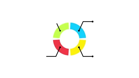 Pie chart animated colorful pie graph appearing with callout lines 4k isola.. Stock Footage 341691452