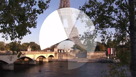 Pie chart animation over Eiffel Tower and Seine River in Paris Stock-Footage 304019725