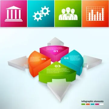 Pie Chart With Arrows 3d Stock Illustration