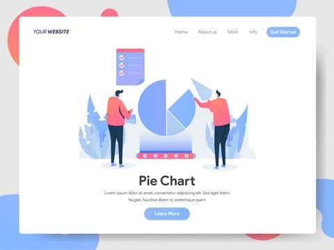 Pie Chart banner of landing page Stock Illustration