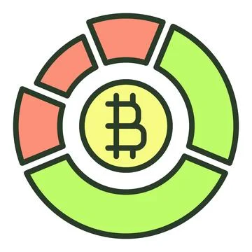 Pie Chart with Bitcoin symbol vector Crypto Trading Stats colored icon or d.. Stock Illustration