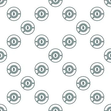 Pie Chart with Bitcoin vector BTC Investment seamless pattern in outline styl 스톡 일러스트