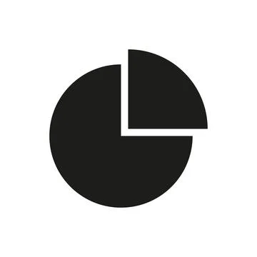 Pie chart black vector icon on white background Stock Illustration