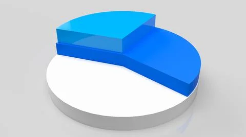 Pie chart blue and white for business concept 3d rendering Stock Illustration