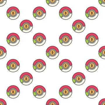 Pie Chart with BTC vector Bitcoin Investment colored seamless pattern Illustrazione stock