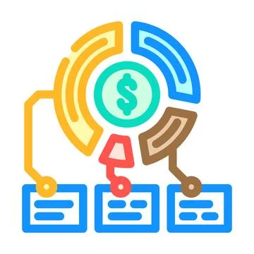 Pie chart budget planning color icon vector illustration 스톡 일러스트