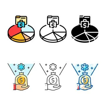 Pie chart budget planning color icon concepts vector Stock Illustration