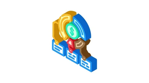 Pie chart budget planning isometric icon animation Stock Footage 327278267