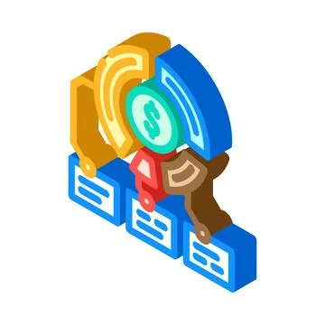 Pie chart budget planning isometric icon vector illustration Stock Illustration