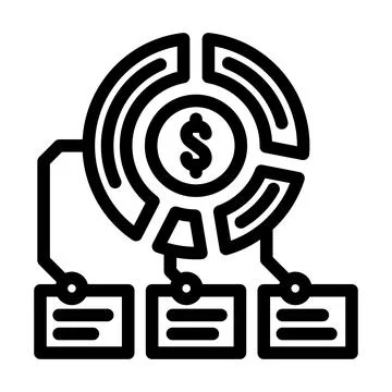 Pie chart budget planning line icon vector illustration 스톡 일러스트