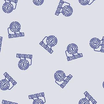 Pie chart budget planning line vector seamless pattern Illustrazione stock