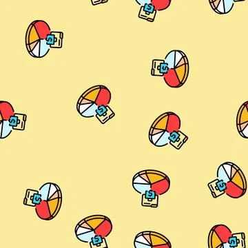 Pie chart budget planning vector seamless pattern 스톡 일러스트