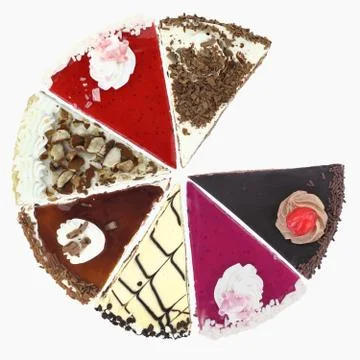 Pie chart of Cake slices Stock Photos