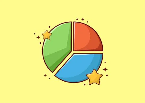 Pie Chart in Cartoon Style Illustration Vector Illustrazione stock