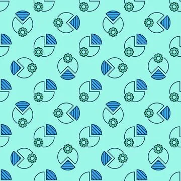 Pie Chart with Cog Wheel vector STEM colored seamless pattern Stock Illustration