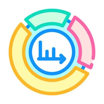 Pie chart color icon vector flat illustration Stock Illustration